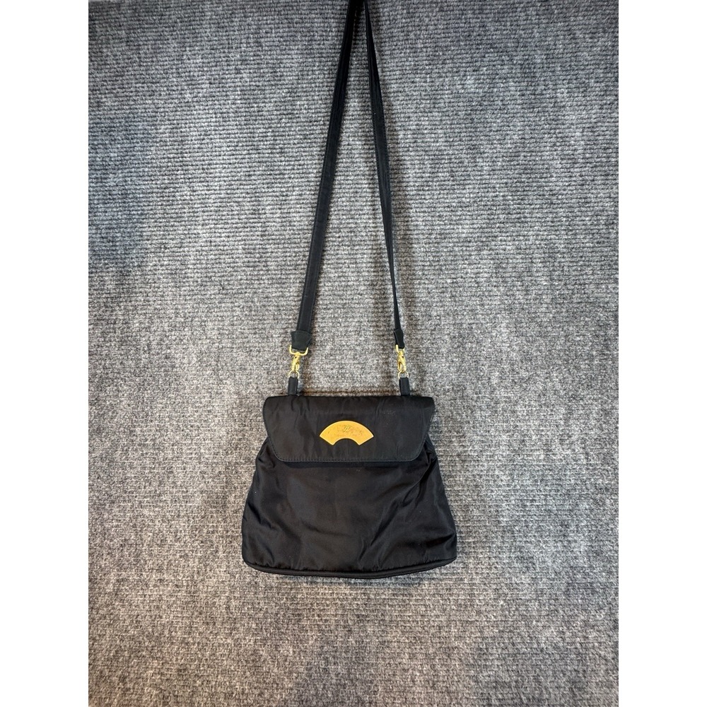 Karl Lagerfeld Paris Bow Crossbody Bag Black, Gold Hardware Vintage